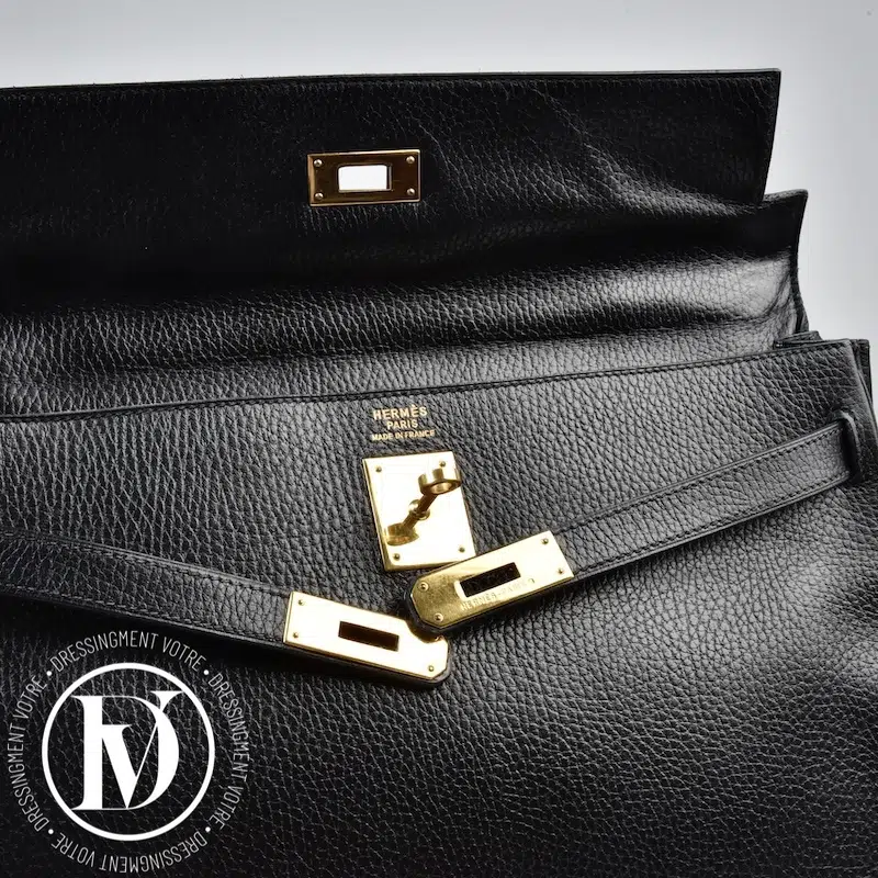 Sac Kelly 40 retourné en cuir Ardennes noir - Hermès Sac Kelly 40 retourné en cuir Ardennes noir - Hermès – Image 9