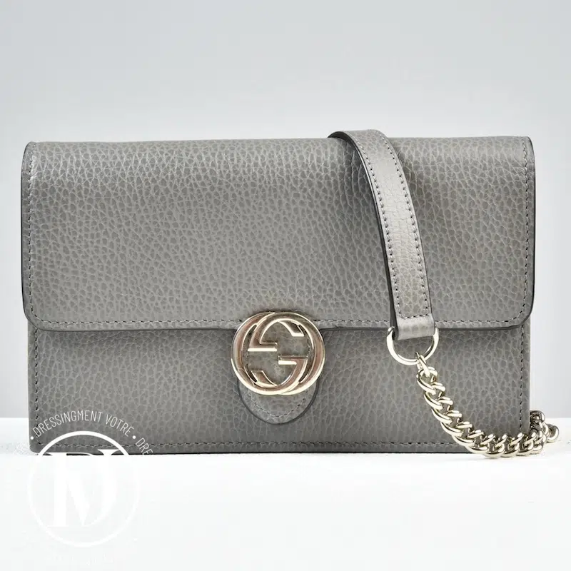 Sac WOC Interlocking en cuir gris - Gucci Sac WOC Interlocking en cuir gris - Gucci
