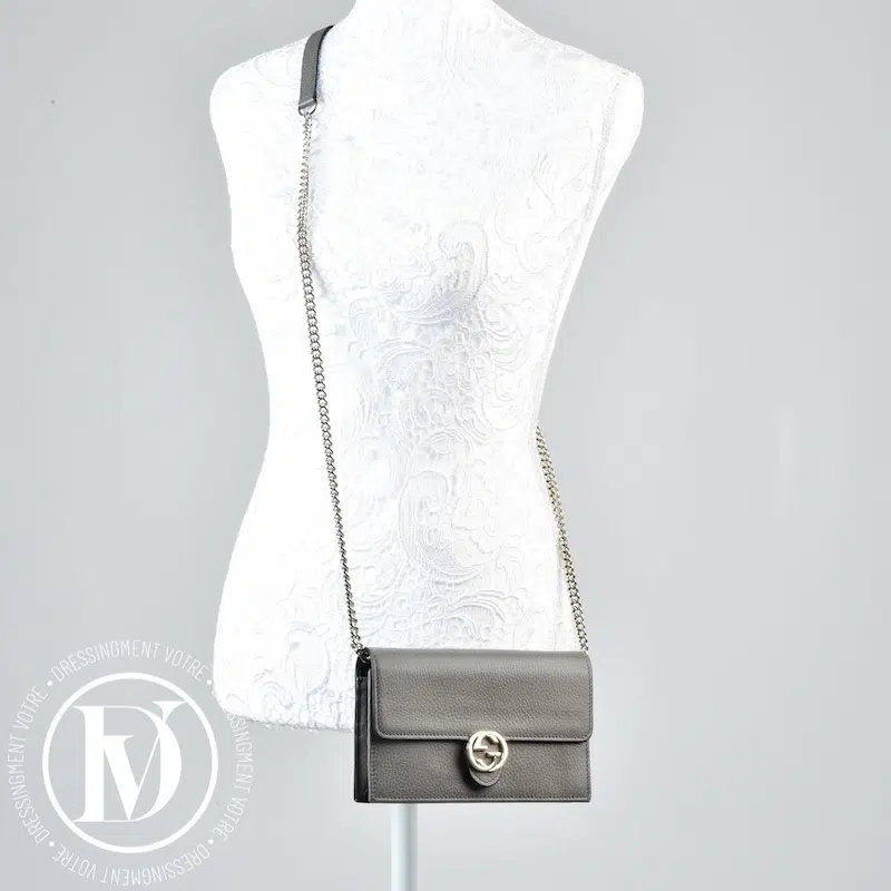 Sac WOC Interlocking en cuir gris - Gucci Sac WOC Interlocking en cuir gris - Gucci – Image 2