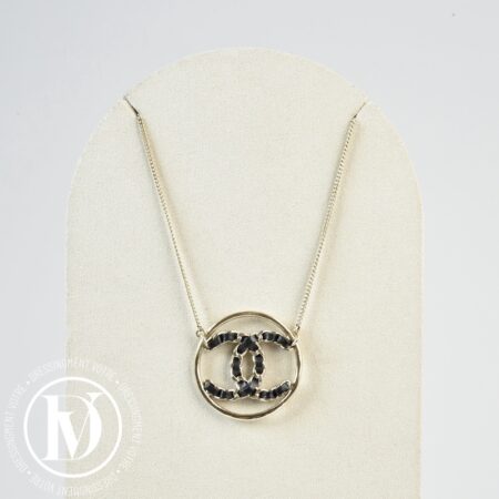 Collier CC en cuir et chaine doré - Chanel