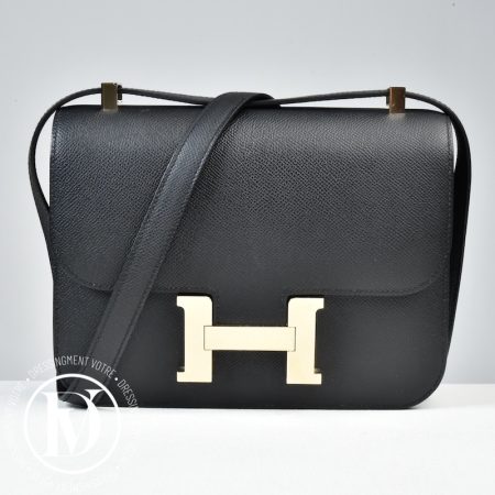 Sac Constance 24 en cuir epsom noir - Hermès