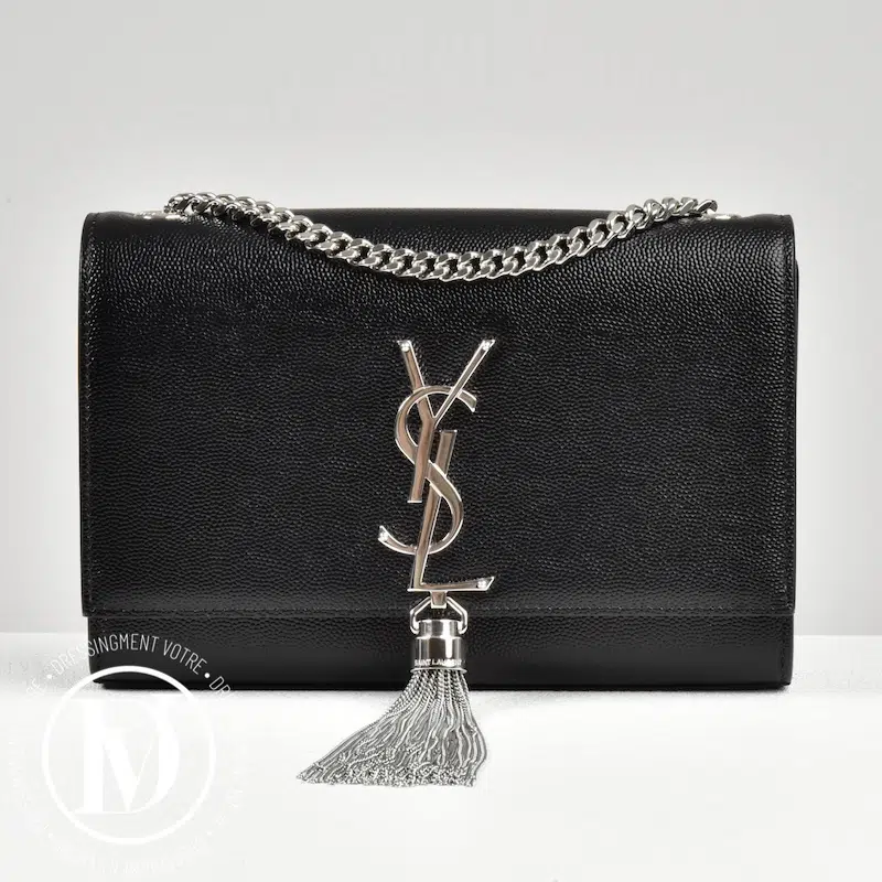 Sac Kate pompon en cuir grainé noir - Saint Laurent Dressingment Votre