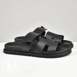 Sandales Chypre en cuir noir p.39,5 - Hermès Dressingment Votre
