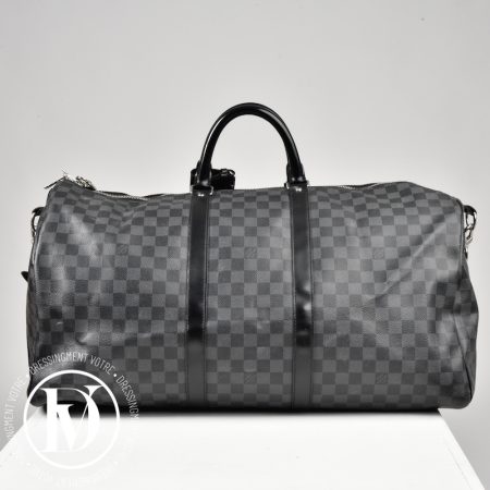 Sac Keepall 55 bandoulière damier graphite - Louis Vuitton