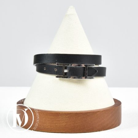 Bracelet Behapi en cuir noir t.3 - Hermès