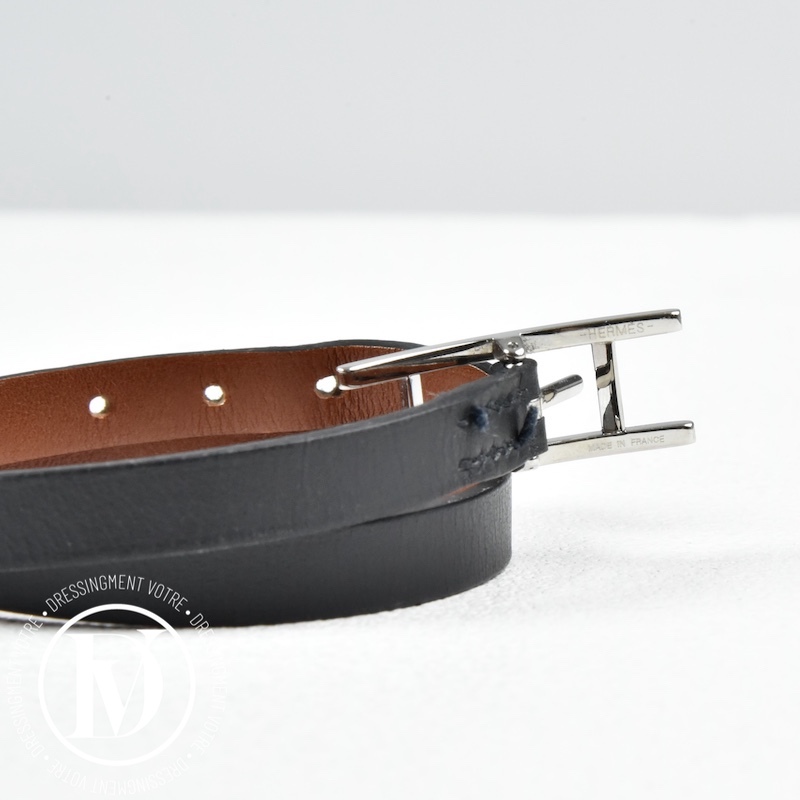 Bracelet Behapi en cuir noir t.3 - Hermès Bracelet Behapi en cuir noir t.3 - Hermès – Image 3