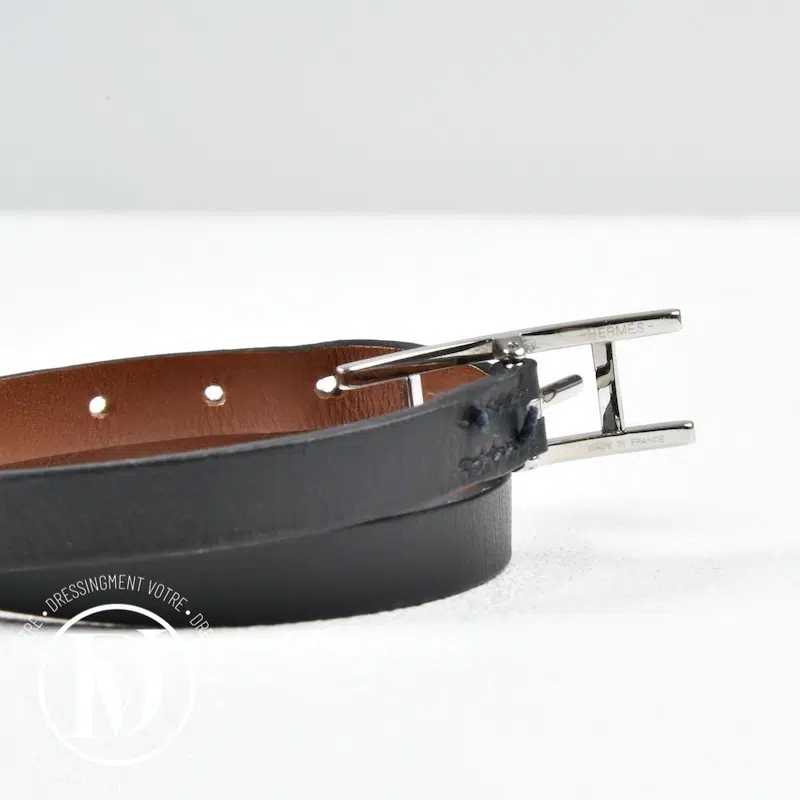 Bracelet Behapi en cuir noir t.3 - Hermès Bracelet Behapi en cuir noir t.3 - Hermès – Image 3