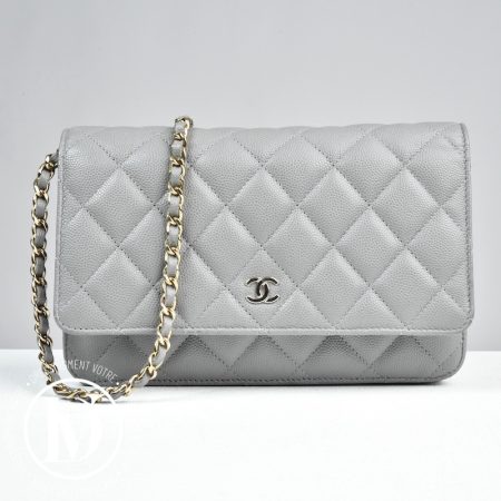 Wallet On Chain (WOC) cuir caviar gris - Chanel