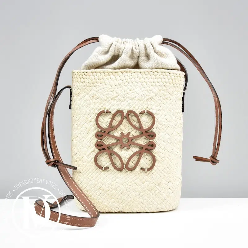 Sac Square Pocket en cuir et fibres de palmier - Loewe Sac Square Pocket en cuir et fibres de palmier - Loewe Dressingment Votre