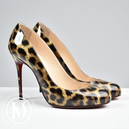 Escarpins Fifi 100 cuir vernis léopard p.38 - Christian Louboutin