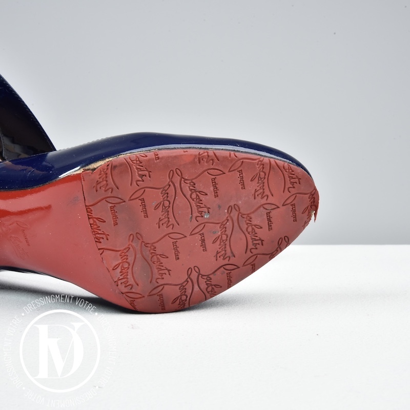 Escarpins slingback en cuir bleu p.38,5 - Christian Louboutin Escarpins slingback en cuir bleu p.38,5 - Christian Louboutin – Image 4