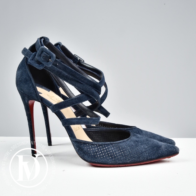 Escarpins Victorille 100 suède bleu marine p.37,5 - Christian Louboutin Dressingment Votre