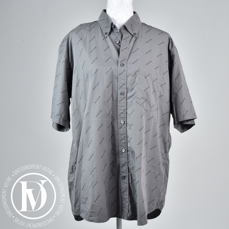 Chemise logotée en coton gris t.39 - Balenciaga Dressingment Votre