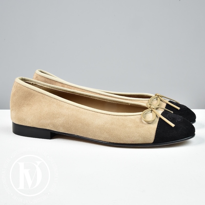 Ballerines suède beige et noir p.37 - Chanel Dressingment Votre