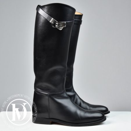 Bottes Jumping courtes cuir noir p.37 - Hermès