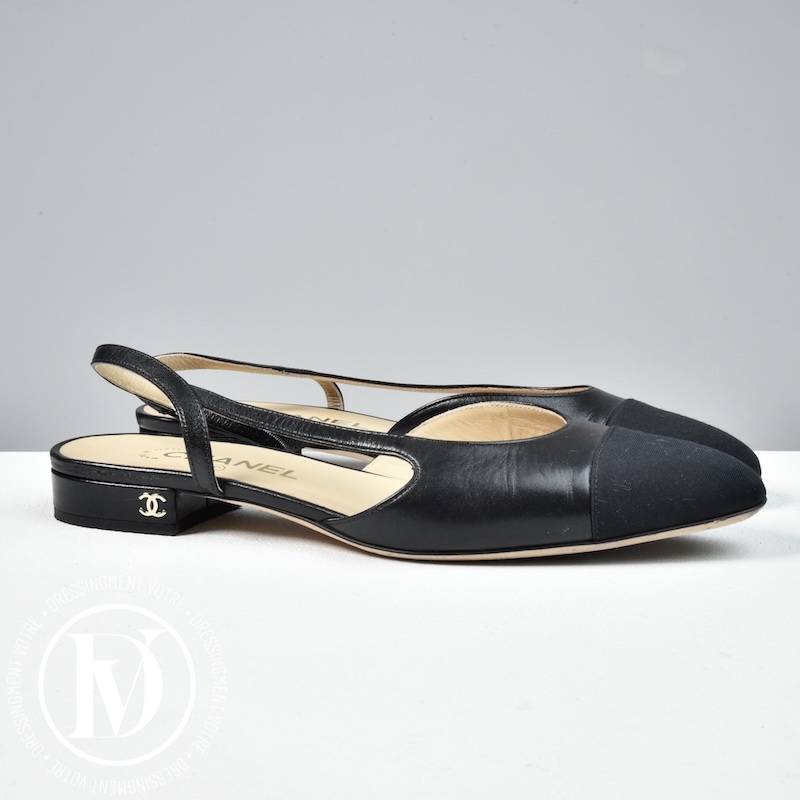 Slingback en cuir noir p.38 - Chanel Dressingment Votre