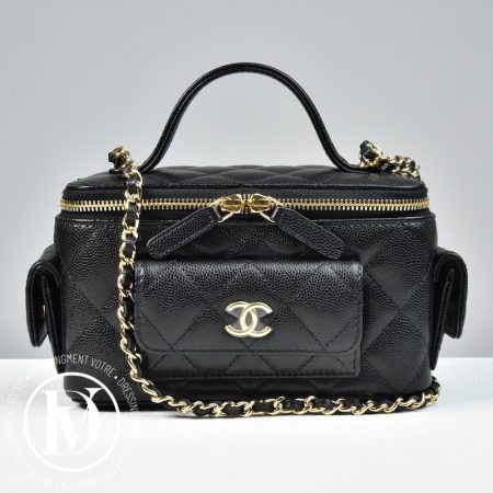 Vanity Cargo en cuir caviar noir - Chanel