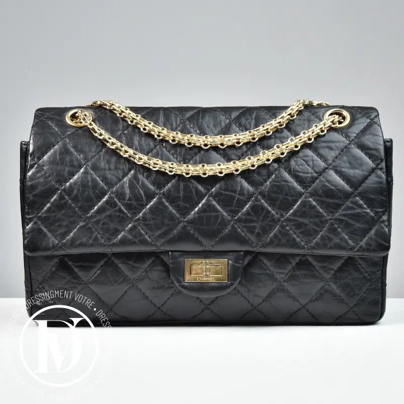 Sac 2.55 en cuir matelassé noir - Chanel Sac 2.55 en cuir matelassé noir - Chanel Dressingment Votre