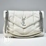 Sac Puffer médium en cuir blanc cassé - Saint Laurent Dressingment Votre