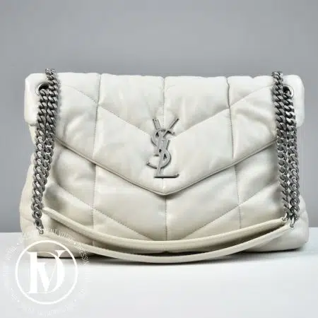 Sac Puffer médium en cuir blanc cassé - Saint Laurent