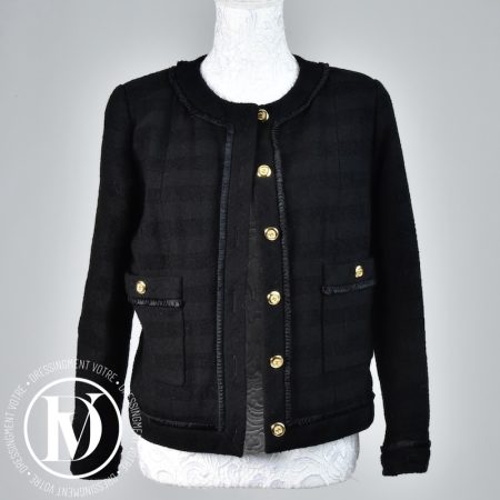 Veste en laine noir t.38 - Chanel