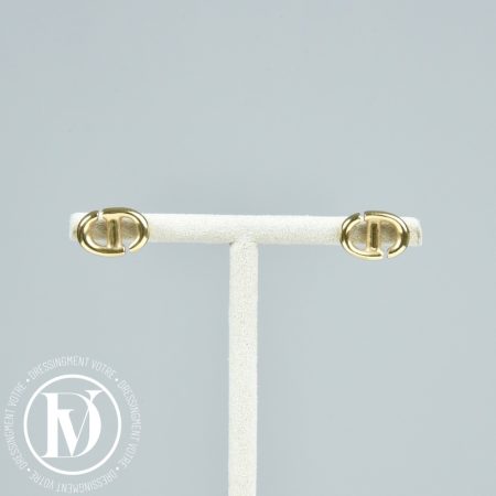 Puces d'oreilles CD Navy en métal doré - Dior