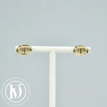 Puces d'oreilles CD Navy en métal doré - Dior