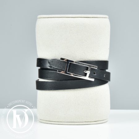 Bracelet Hapi 4 tours en cuir noir t.M - Hermès