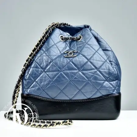 Sac à dos Gabrielle en cuir bleu marine - Chanel