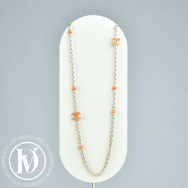 Sautoir CC en métal doré et perles - Chanel Dressingment Votre