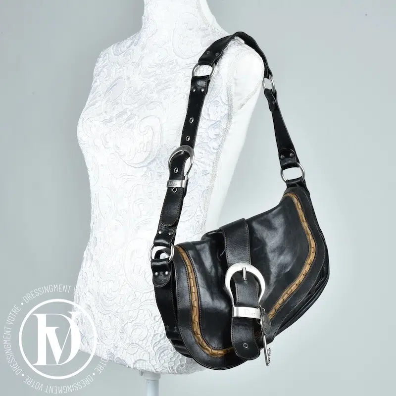 Sac Gaucho en cuir marron foncé - Dior Sac Gaucho en cuir marron foncé - Dior – Image 2