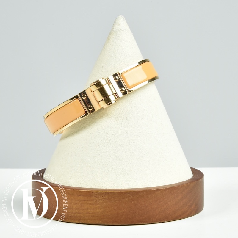 Bracelet Charnière émail uni et métal doré PM - Hermès Dressingment Votre