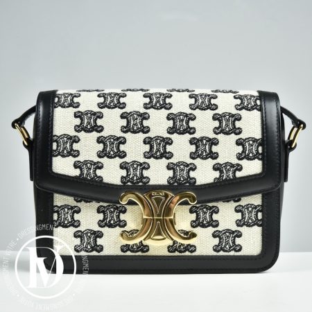 Sac Triomphe Teen en toile et cuir noir - Céline