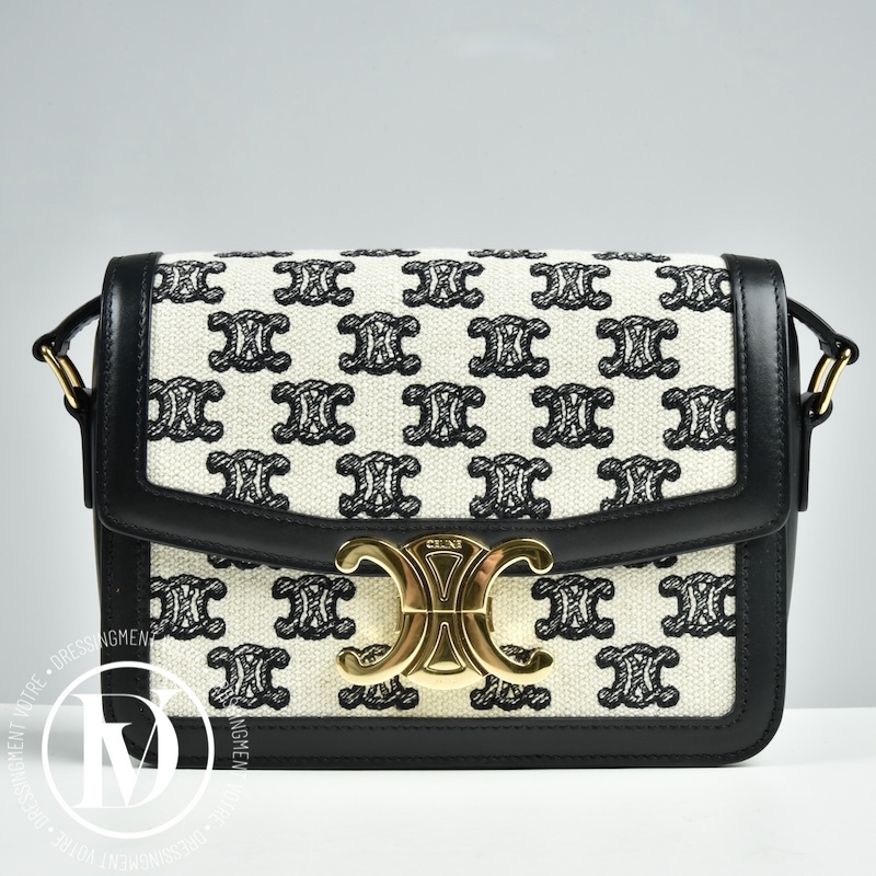 Sac Triomphe Teen en toile et cuir noir - Céline Dressingment Votre