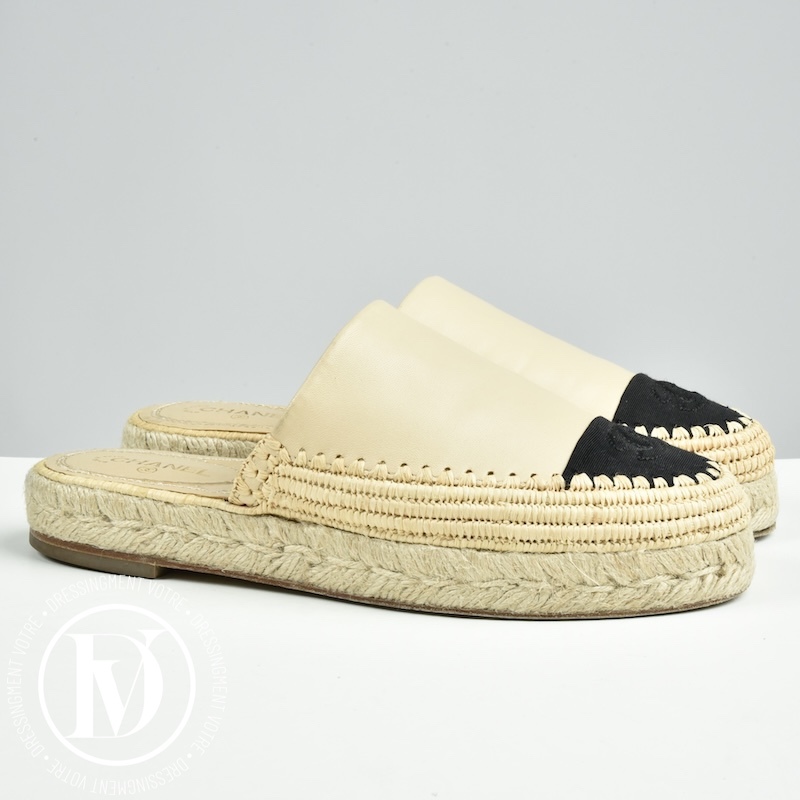 Mules espadrilles en cuir beige p.38 - Chanel Dressingment Votre