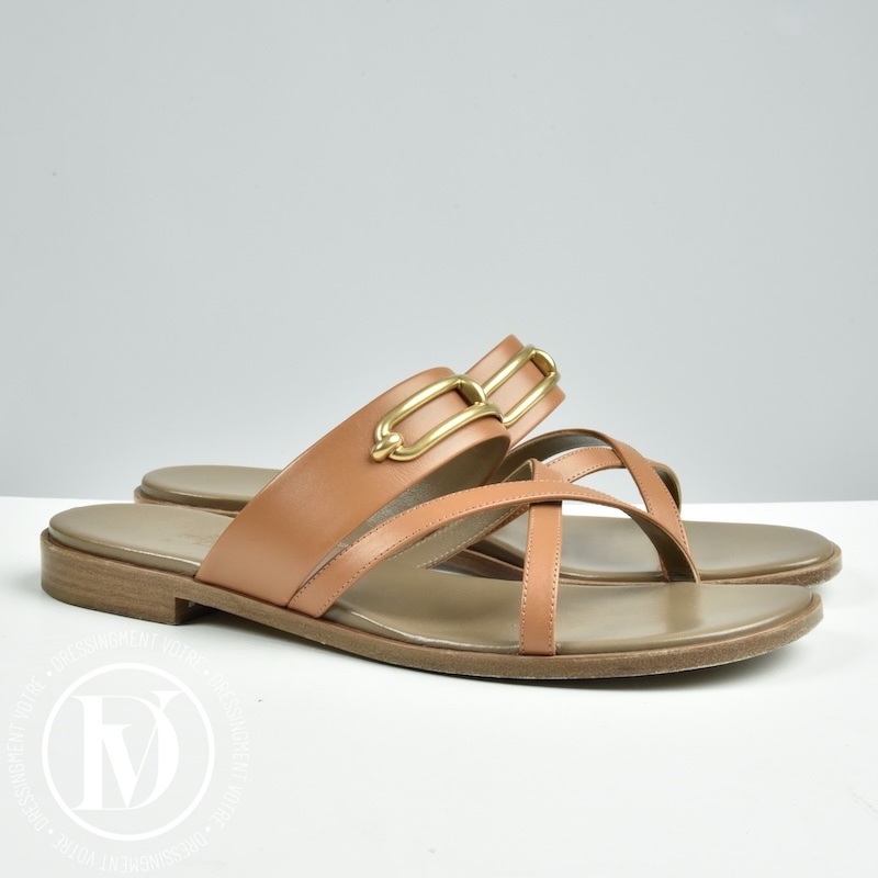 Sandales Claire en cuir Golf p.38,5 - Hermès Sandales Claire en cuir Golf p.38,5 - Hermès Dressingment Votre