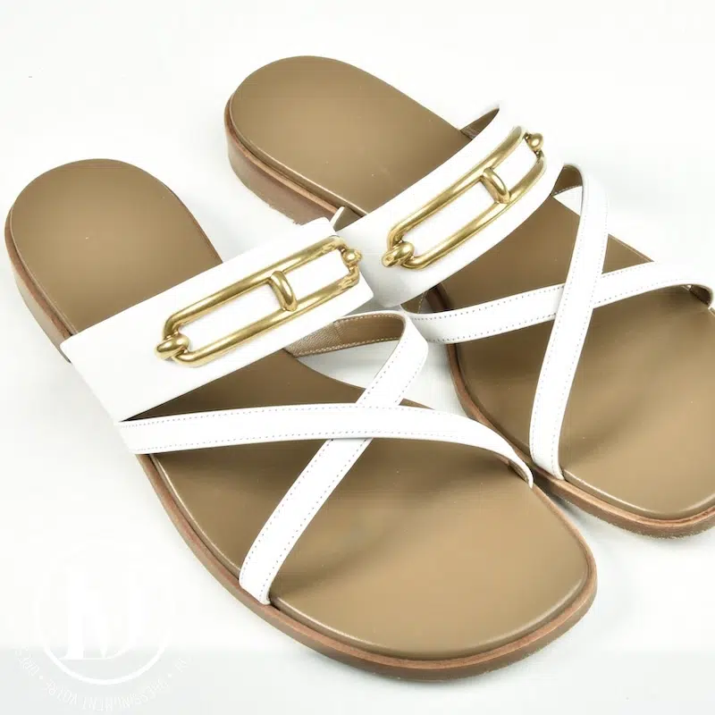 Sandales Claire en cuir blanc p.38 - Hermès Sandales Claire en cuir blanc p.38 - Hermès – Image 2
