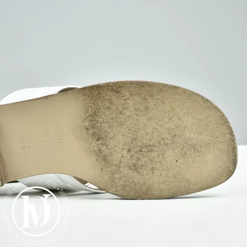 Sandales Claire en cuir blanc p.38 - Hermès Sandales Claire en cuir blanc p.38 - Hermès – Image 4