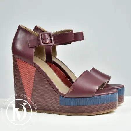 Sandales compensées en cuir et bois p.38,5 - Hermès