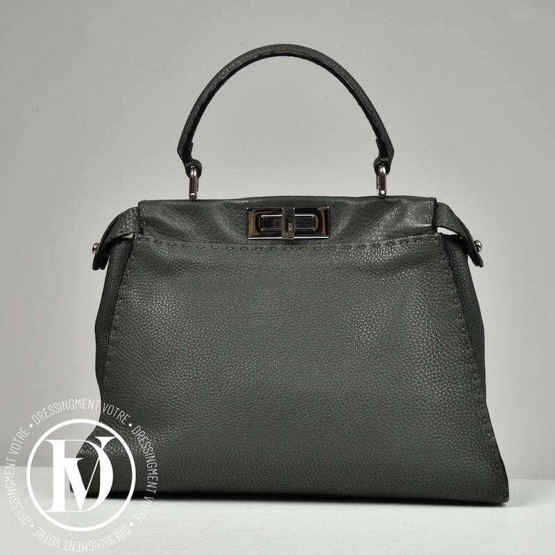 Sac Peekaboo médium en cuir grainé gris - Fendi Dressingment Votre