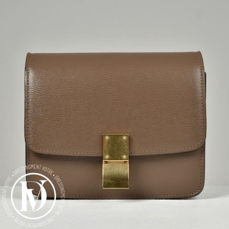 Sac Classic Box teen en cuir marron - Céline