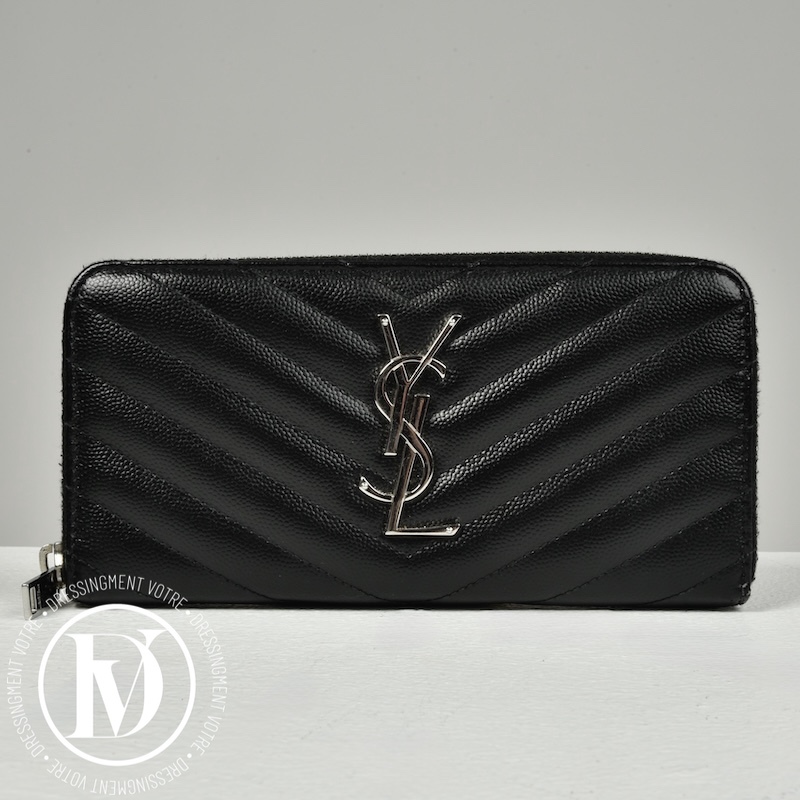 Portefeuille Cassandre en cuir grainé noir - Saint Laurent Portefeuille Cassandre en cuir grainé noir - Saint Laurent Dressingment Votre