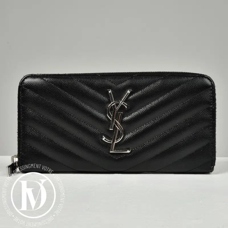 Portefeuille Cassandre en cuir grainé noir - Saint Laurent Portefeuille Cassandre en cuir grainé noir - Saint Laurent