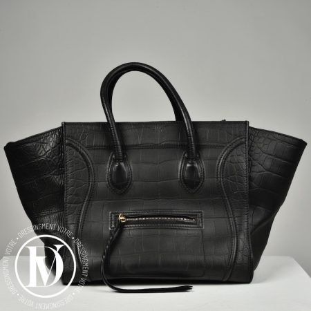 Sac cabas Phantom en cuir noir - Céline