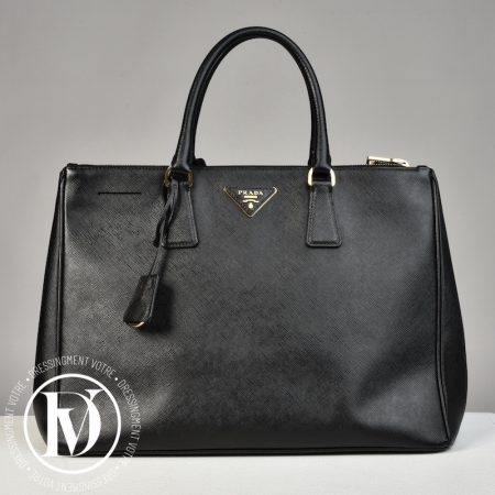 Grand sac Galleria en cuir Saffiano noir - Prada