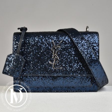 Sac Sunset satchel glitter galactica bleu - Saint Laurent