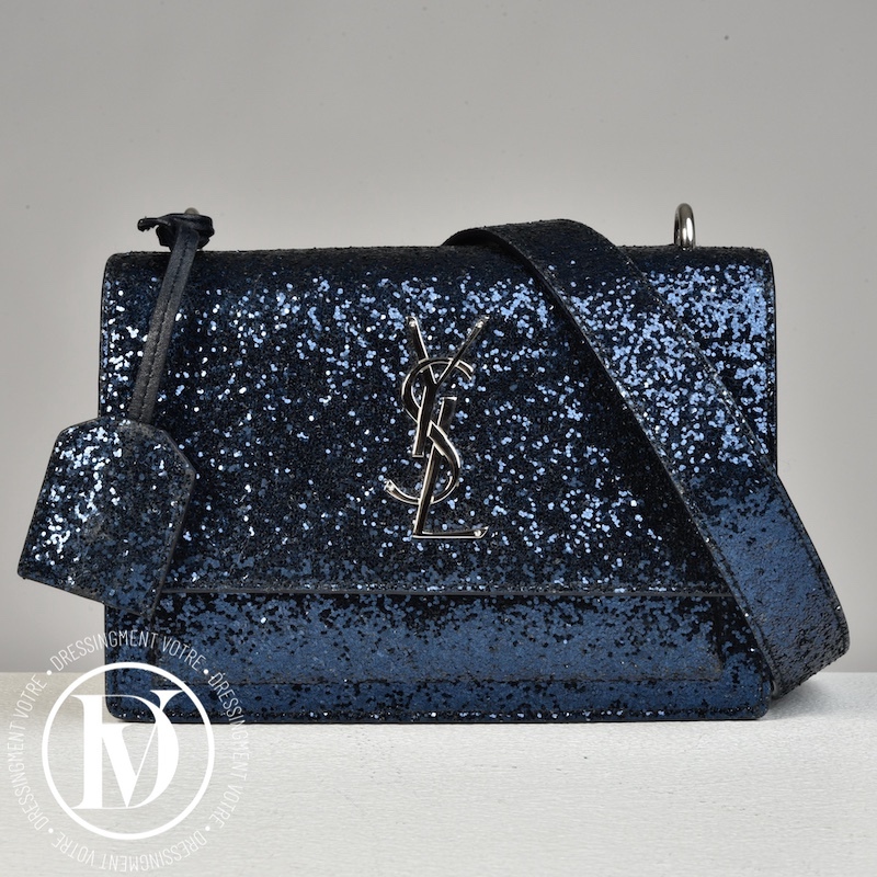 Sac Sunset satchel glitter galactica bleu - Saint Laurent Dressingment Votre