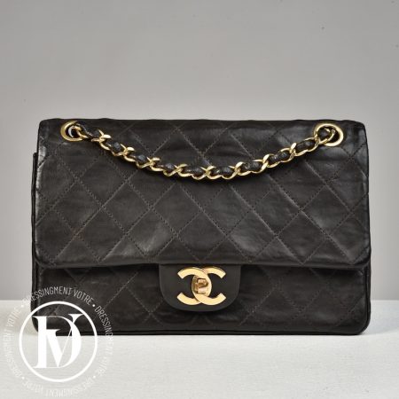 Sac Timeless vintage 23 cm en cuir marron - Chanel