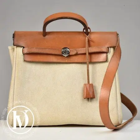 Sac Herbag vintage en cuir et toile - Hermès