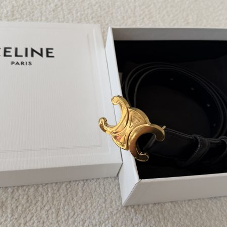 Ceinture Triomphe en cuir noir t.80 - Céline